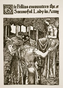 Sir Pellias incontra la Dama Addolorata in Arroy, illustrazione da 
